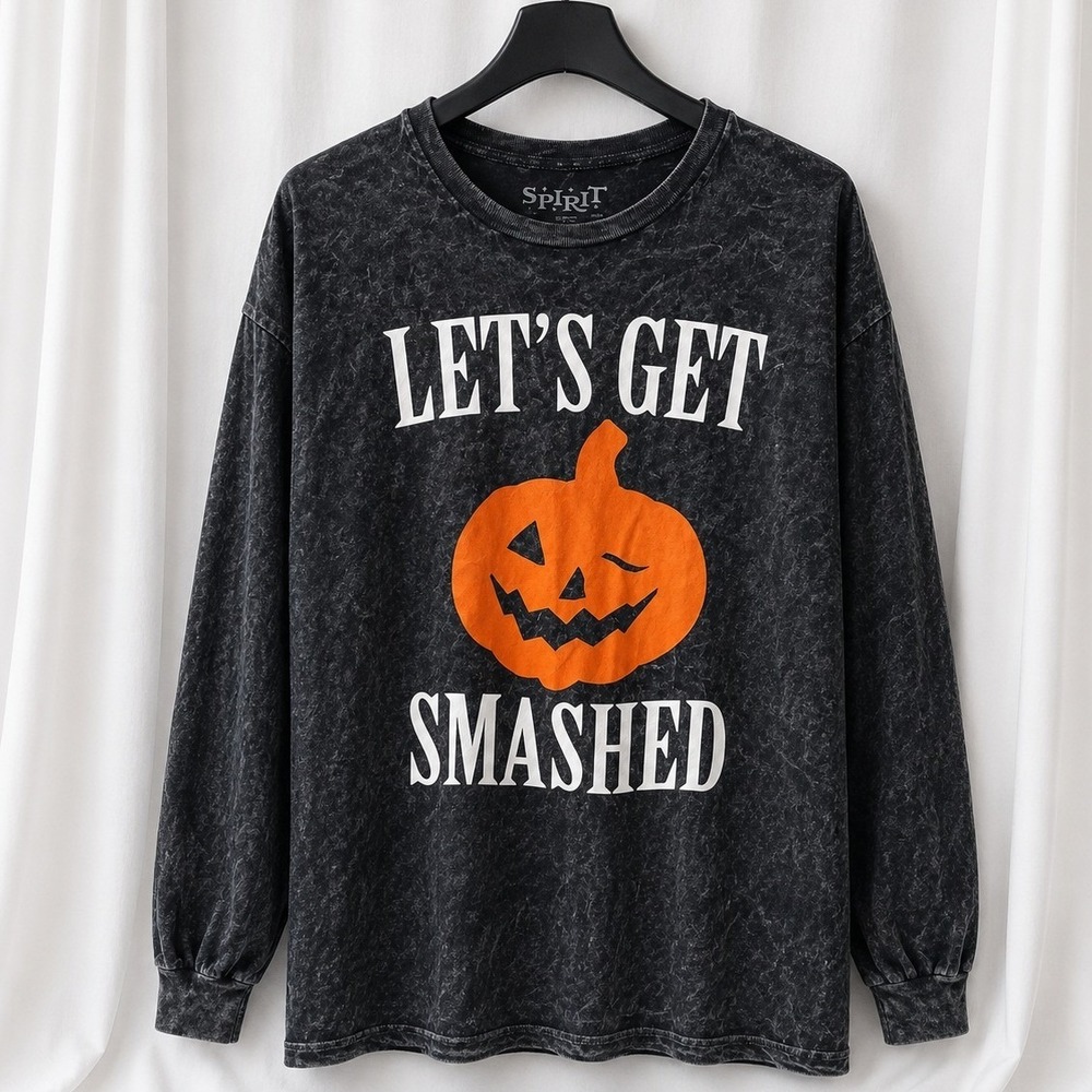 Spirit Halloween Lets Get Smashed Acid Wash Shirt 2XL Black‎ Long Sleeve